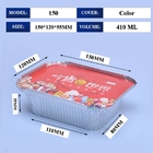 Fabrikant Op maat gemaakte wegwerpcontainer van aluminiumfolie van voedselkwaliteit Lunchbox met deksel 410ml 150*120*55mm