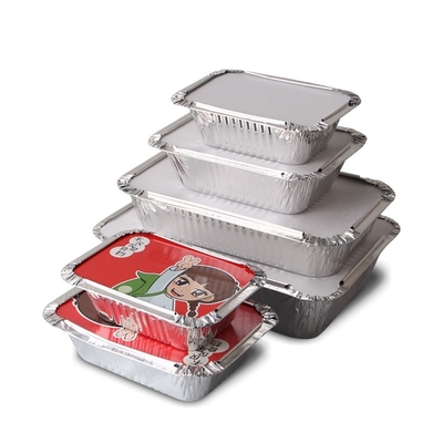190*110*45MM Voedingsmiddelenverpakking Pan Food 500ml doosbakken met deksel Aluminium wegwerpcontainers Aluminiumfoliecontainer