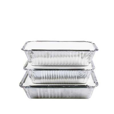 Fabrikant Op maat gemaakte wegwerpcontainer van aluminiumfolie van voedselkwaliteit Lunchbox met deksel 410ml 150*120*55mm