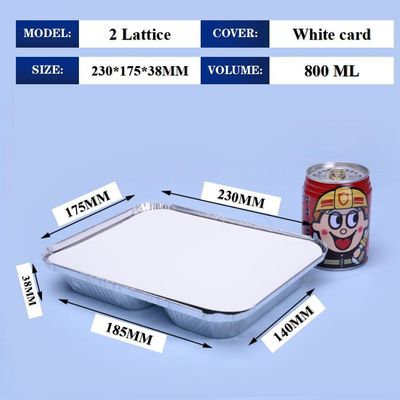 800 ml Aluminiumfolie lunchbox 230mm*175mm*38mm Groothandel Container bak Vierkante pannen Hoogwaardige 2 rooster