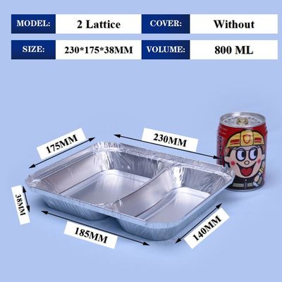 800 ml Aluminiumfolie lunchbox 230mm*175mm*38mm Groothandel Container bak Vierkante pannen Hoogwaardige 2 rooster