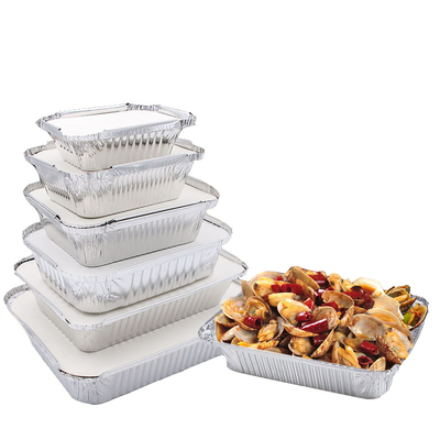 Hoge kwaliteit Groothandel Op maat gemaakte verpakkingen voor levensmiddelen voor eenmalig gebruik van recyclage Aluminiumcontainers Blokken met tinfolie Restauranten Aluminiumfoliebak