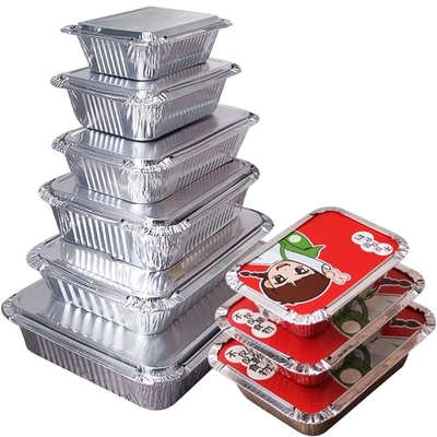 Op maat gemaakte verpakkingen voor levensmiddelen voor eenmalig gebruik, recyclabel, aluminiumcontainers, blikfolie, eetgerei, aluminiumfoliebak